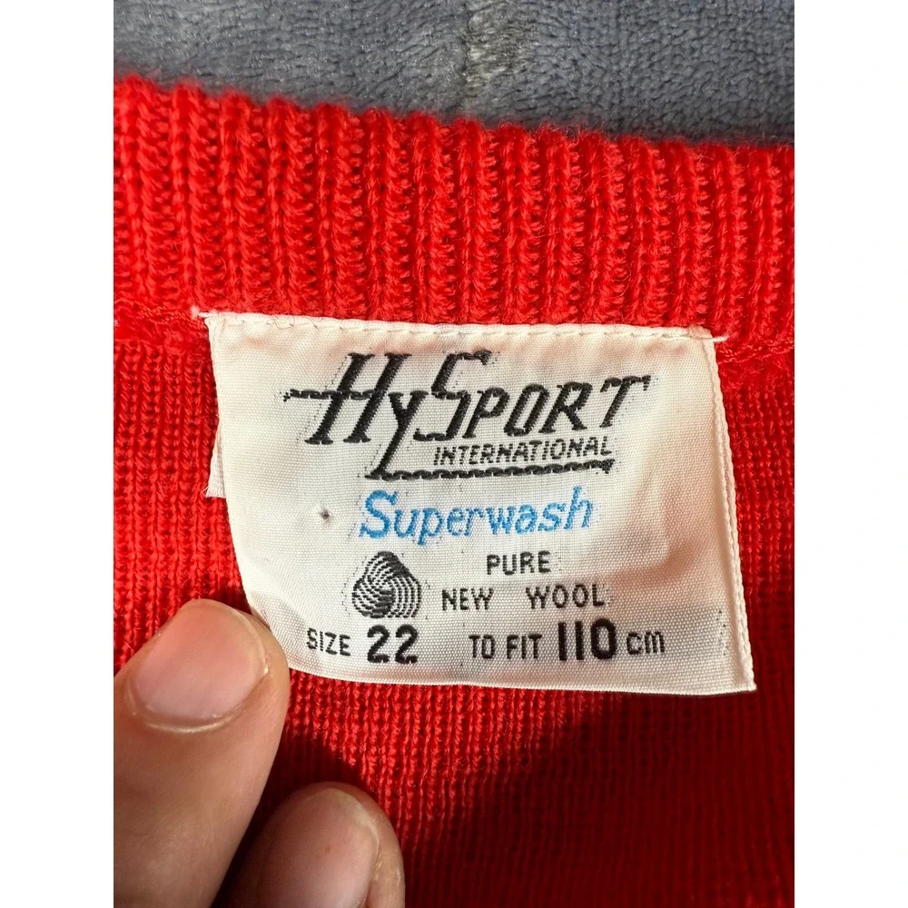 HySport‎ International Australia Wool V Neck Sweater Red Mens Size 22 Vintage